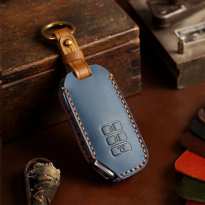 Car Key Case Cover Genuine Leather Keychain Accessories for Kia Ev6 Seltos K5 Sorento Mq4 7 Button Keyring Holder Shell 250515