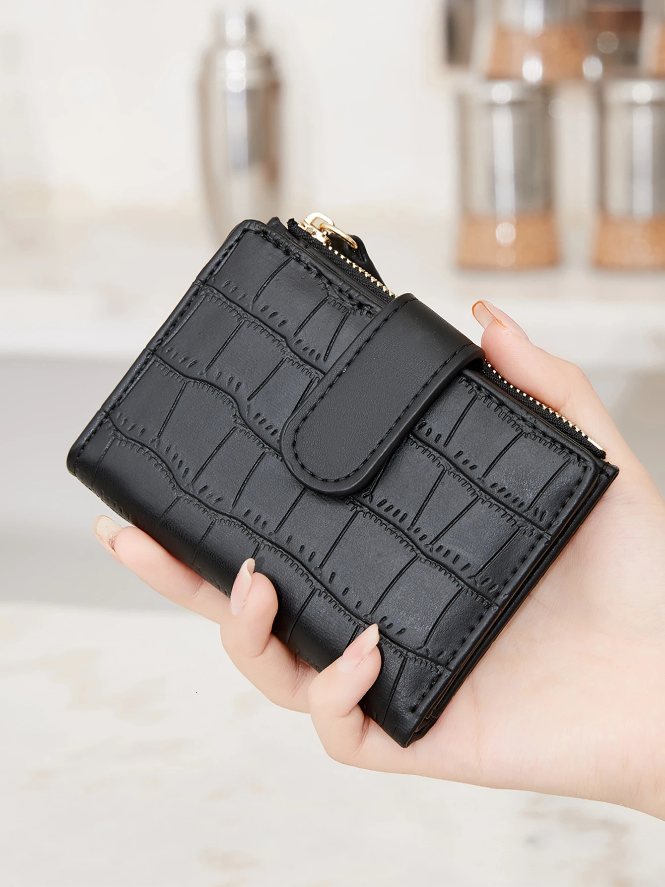 minimalist womens wallet high-quality PU leather short coin wallet fashionable double fold womens zero wallet holder 250514
