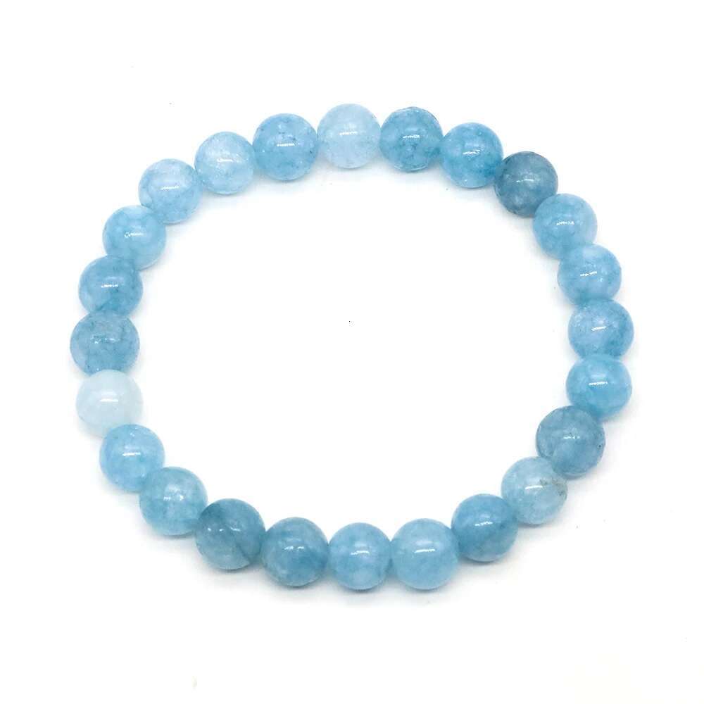 Fashion Natural Aquamarine Quartz Bracelet Men And Women Yoga Meditation Charm Jewelry Healing Elastic Rope Couple Bead 6/8/10Mm