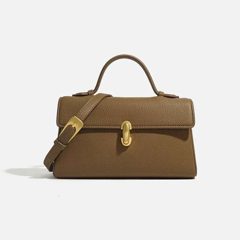 2024 New Simple Fashion Litchi Texture Soft Leather Handbag Women's Casual Versatile Single Room Crossbody Bag