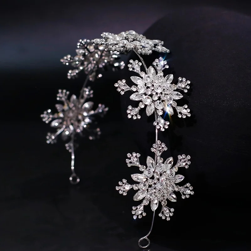 Baroque Crystal Snowflake Crown Tiara Headband For Women Party Rhinestone Bridal Wedding Hair Accessories Jewelry Crown Tiara 250509