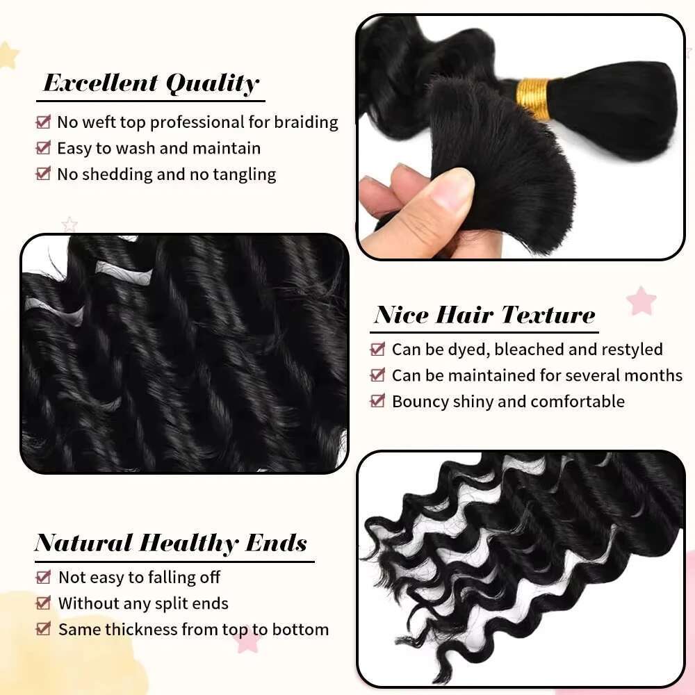 Deep Wave for Braiding No Weft Bundles For Women Extensions 100g Brazilian Virgin Bulk Human Hair Clearanc