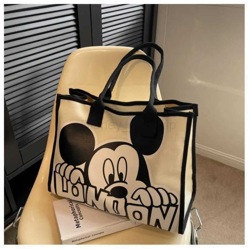 Disney New Mickey Canvas Bag for Women Summer New Versatile Shoulder Bag Commuter Handbag Large Capacity Messenger Bag Mommy BagXJ250515
