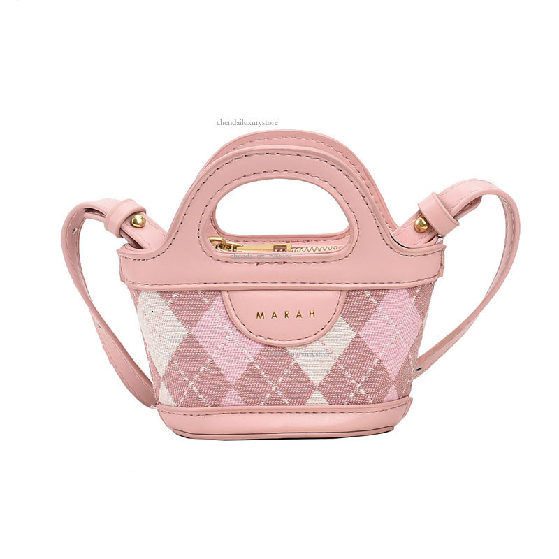 2025 Free Shipping Designer Women's Bag New Children's Mini Bucket Handbag Fashion Korean Version Comparison Diamond Grid Single Shoulder Cr