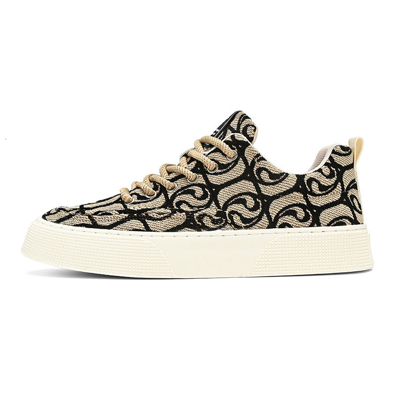 Men's plus size board new printed embroidered fabric casual shoes, low cut soft soled trendy men's sports shoes