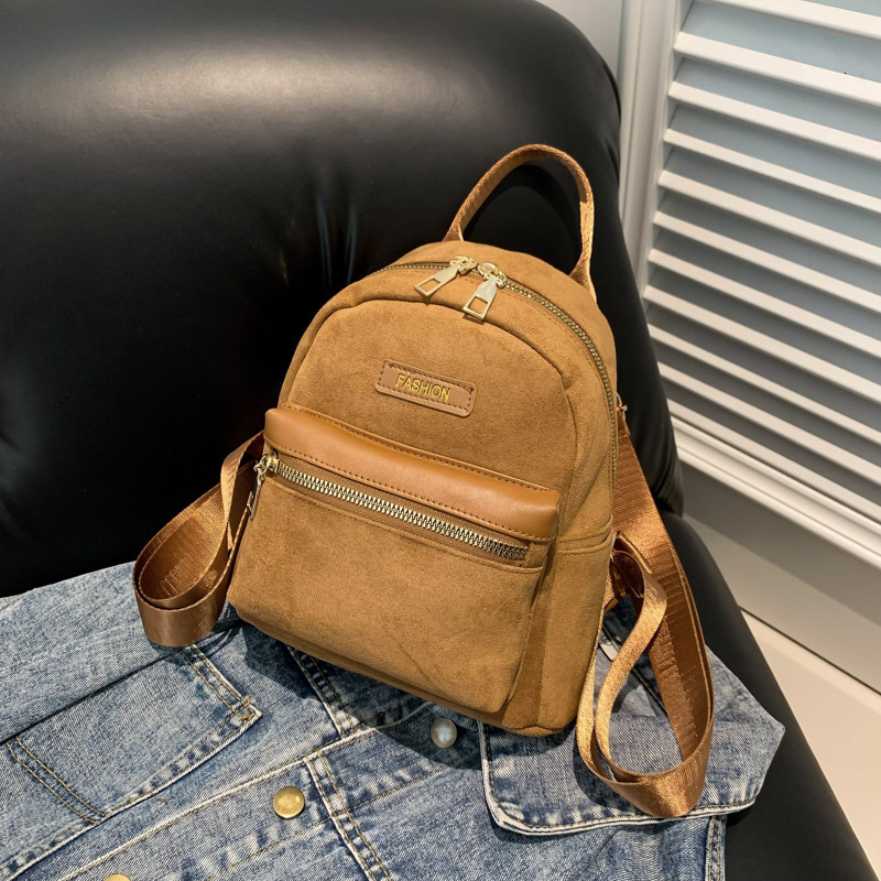 New Large Capacity Velvet Fashion Korean Edition Solid Color Trendy New Free Delivery Designer Bag Luxury Bag Student Shoulder Casual Backpack Women&#