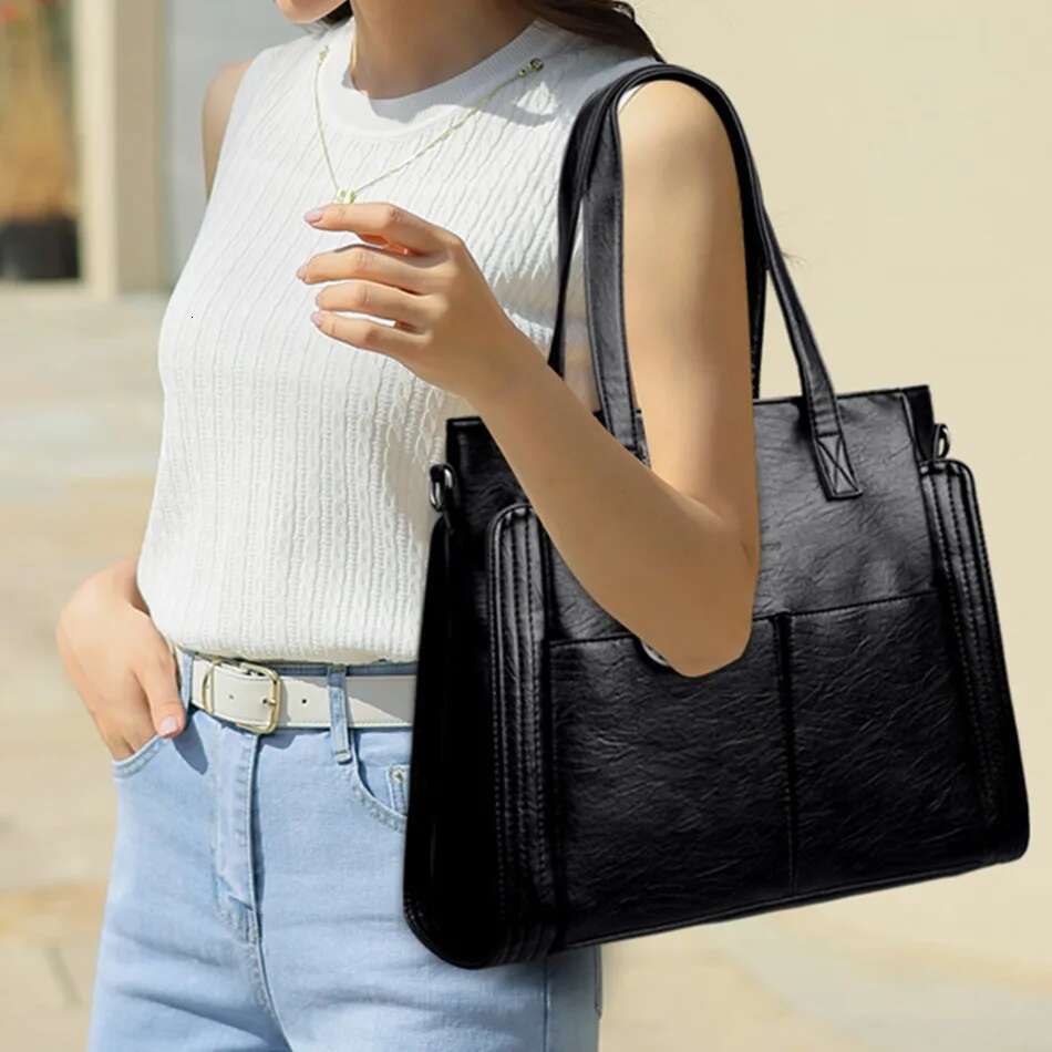 Genuine Brand Fashion High Quality 3 Layers Leather Handbag Crossbody Bags For Women Lady Large Capacity 2024
