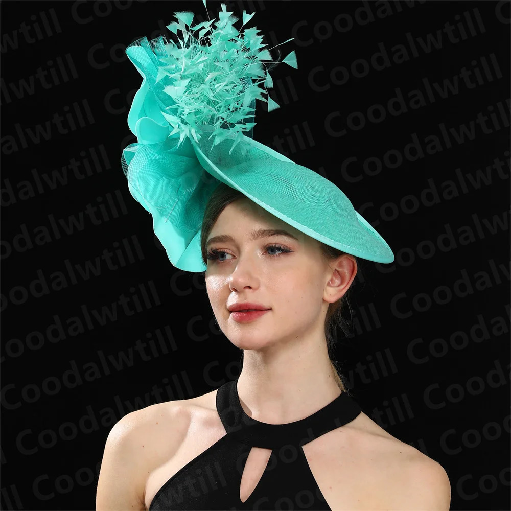 Big Flower Wedding Fascinator Hat Women Formal Party Tea Headpiece Ladies Cocktail Church Chapeau Cap Headband Woman Millinery 250514