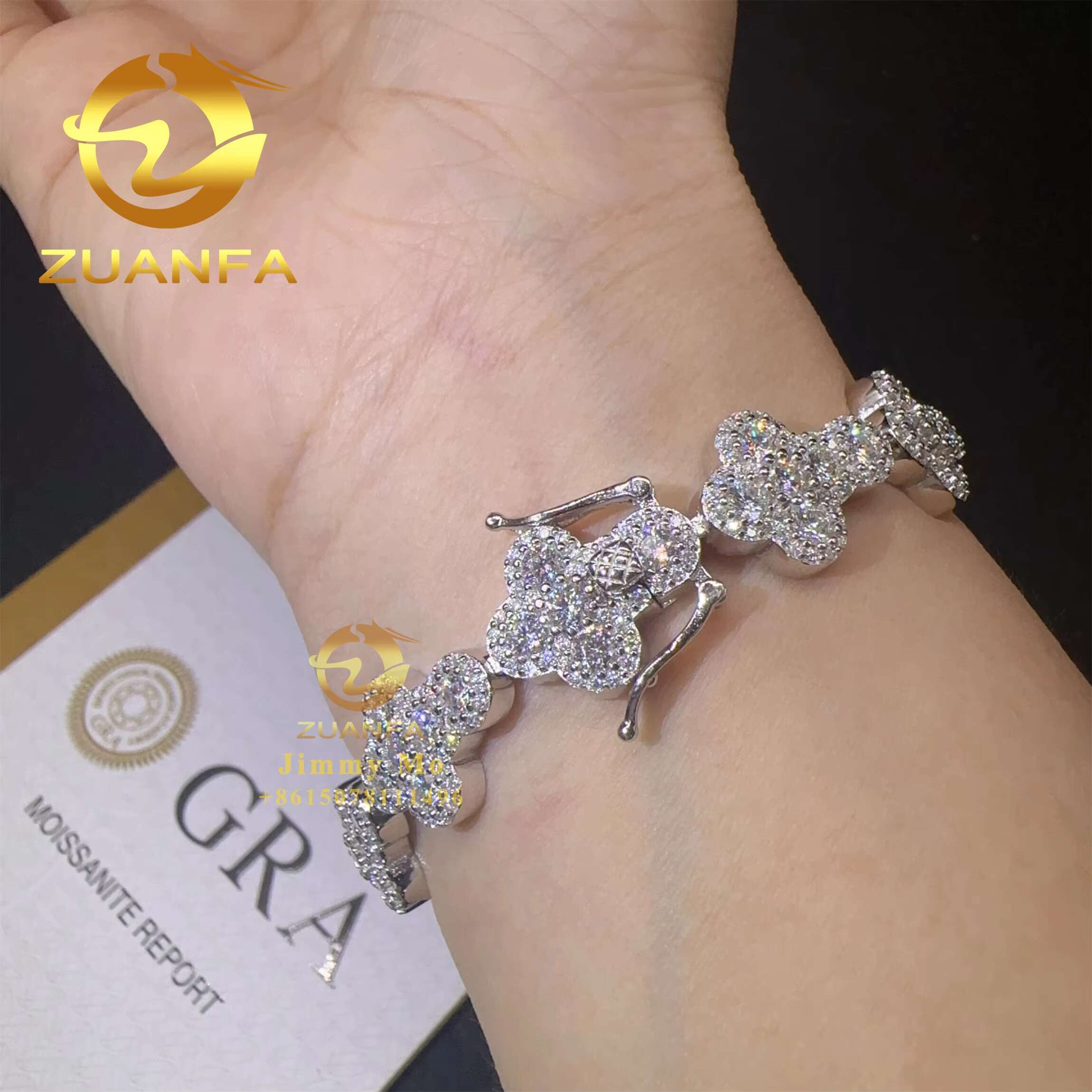 Fashion Pass Diamond Tester New Arrivals 925 Silver Iced Out Hip Hop Jewelry VVS1 Moissanite Diamond Cross Cuban Bracelet Gift