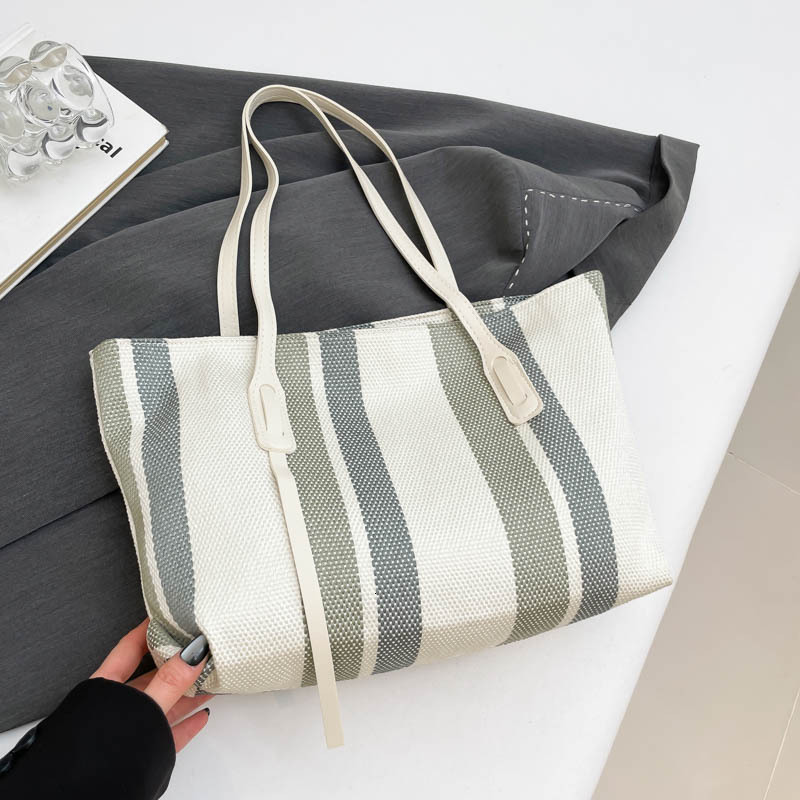 Free Delivery Designer Bag Large Capacity For Women 2025 Trendy And Fashionable One Shoulder Underarm Tote Women's Spring/summer Western Stripe B