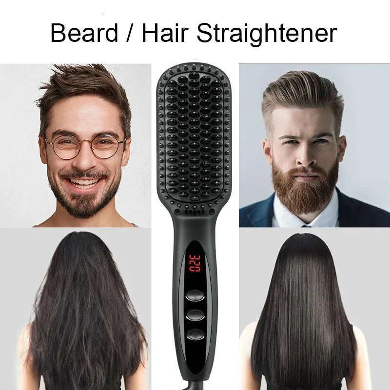 Ceramic Hot Iron Double PTC Heated Thermal Brush Tourmaline Ionic Hair Curler Digital Display Curling Wand