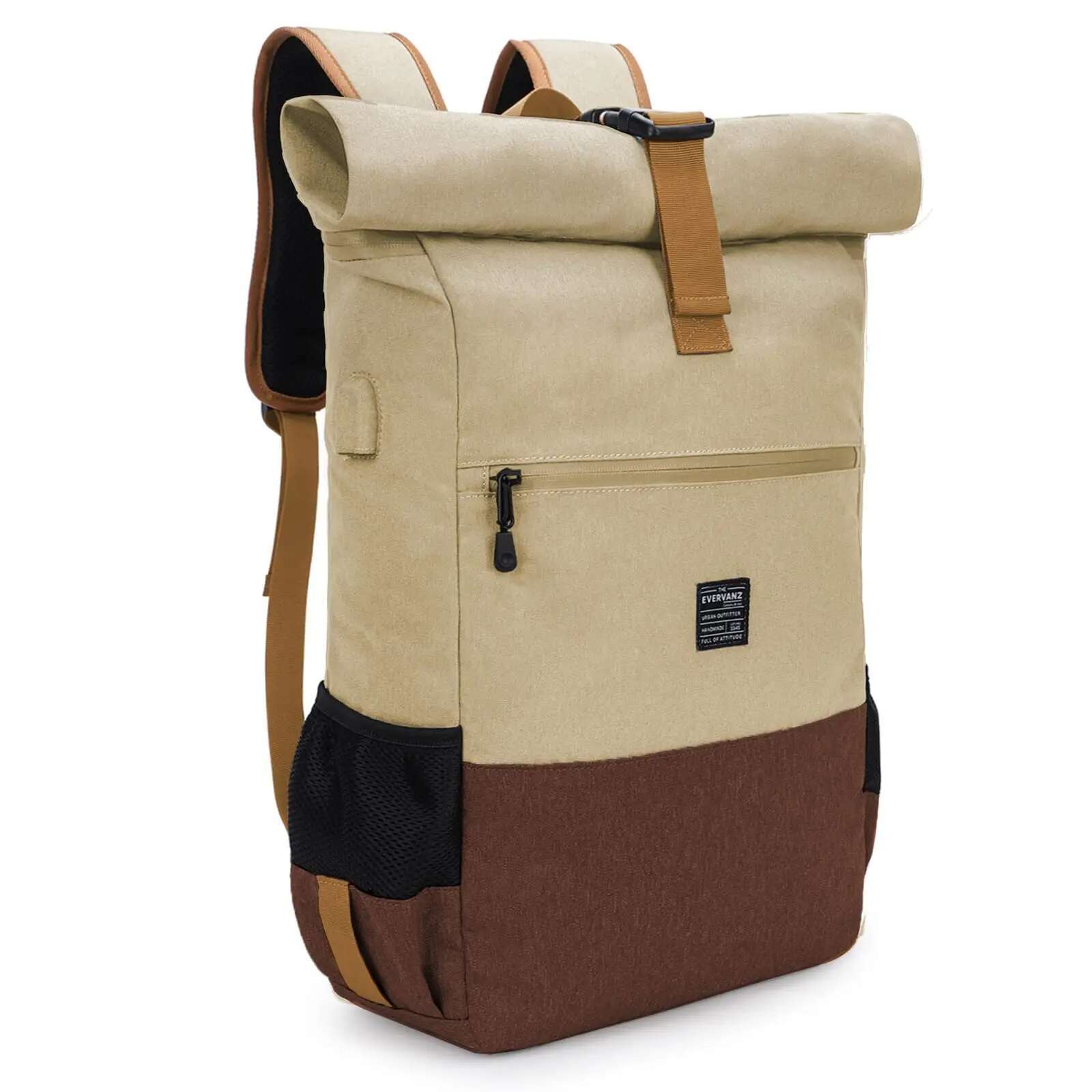 EverVanz Rolltop Backpack, Daypack With Compartment For 12 - 17 inch Laptop, Waterproof And Anti-Theft