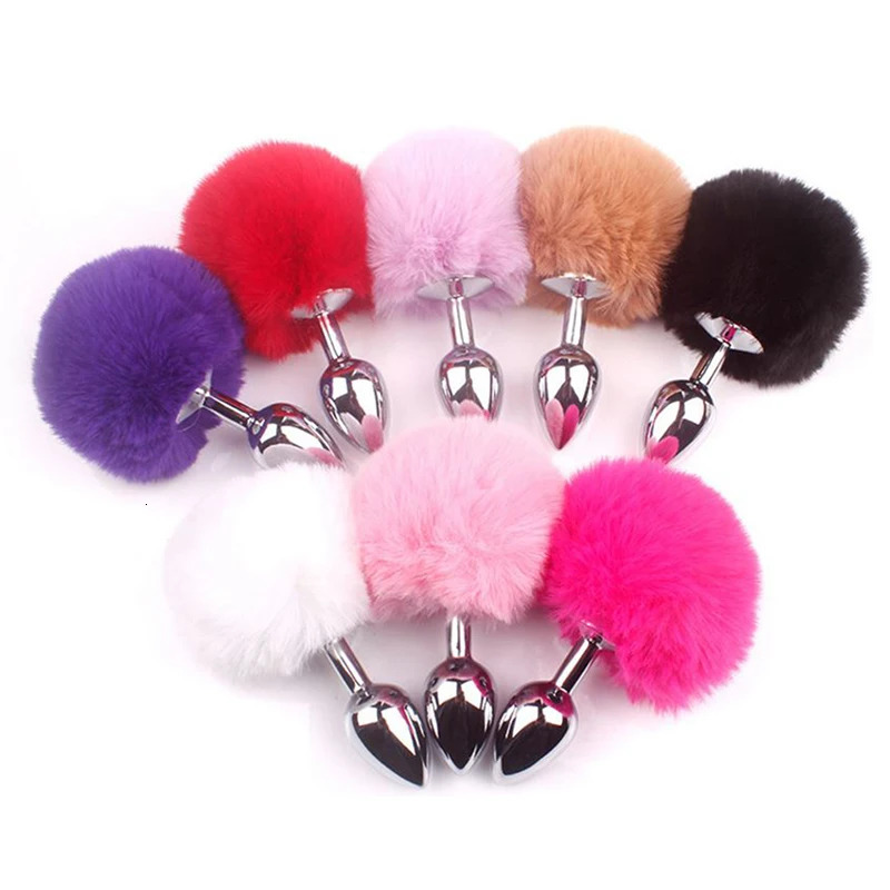 Metal Plush Rabbit Tail Anal Plug Prostate Massager Butt Plug Rabbit Ear BDSM Cosplay Erotic Sex Toys for Women Adults Sex Game 250515