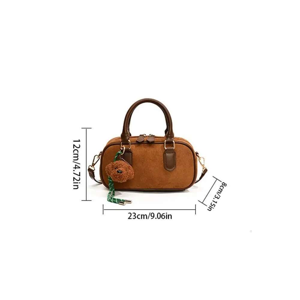 Elegant Leather PU Bowling Solid Color Handbag Small Square Large Capacity Korean Style Boston Bag Travel