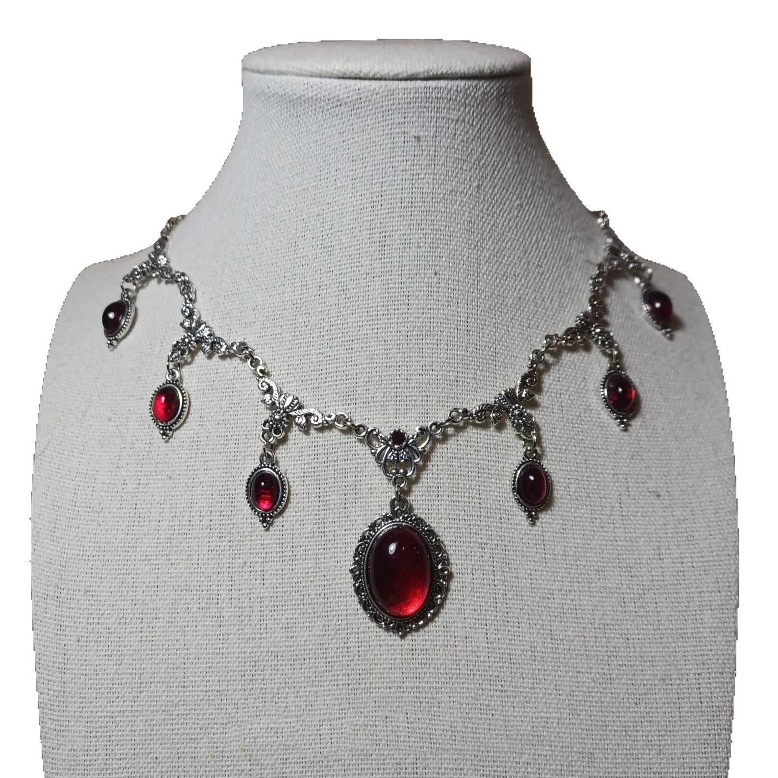Elegant Vintage Red Crystalline Choker with Historical Art Deco Aesthetic