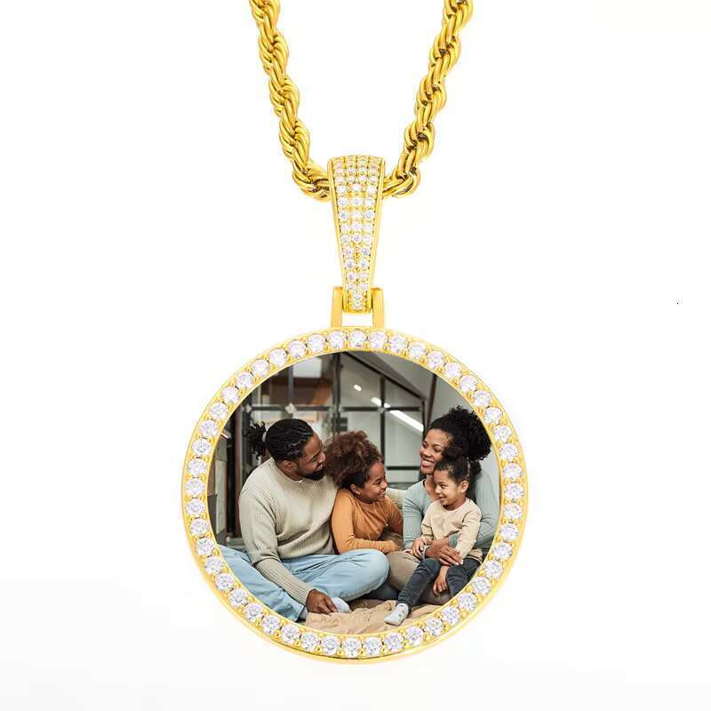 Photo carving sier pyroxene pendant necklace gold-plated or personalized men's and women's jewelry gifts