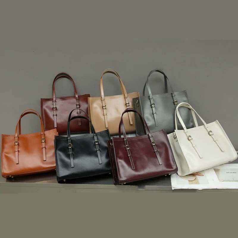 Toptrends 3 Layers Genuine Leather Large Shoulder Bags For Women 2025 Designer Shopper Tote Office Work Ladies Handbags