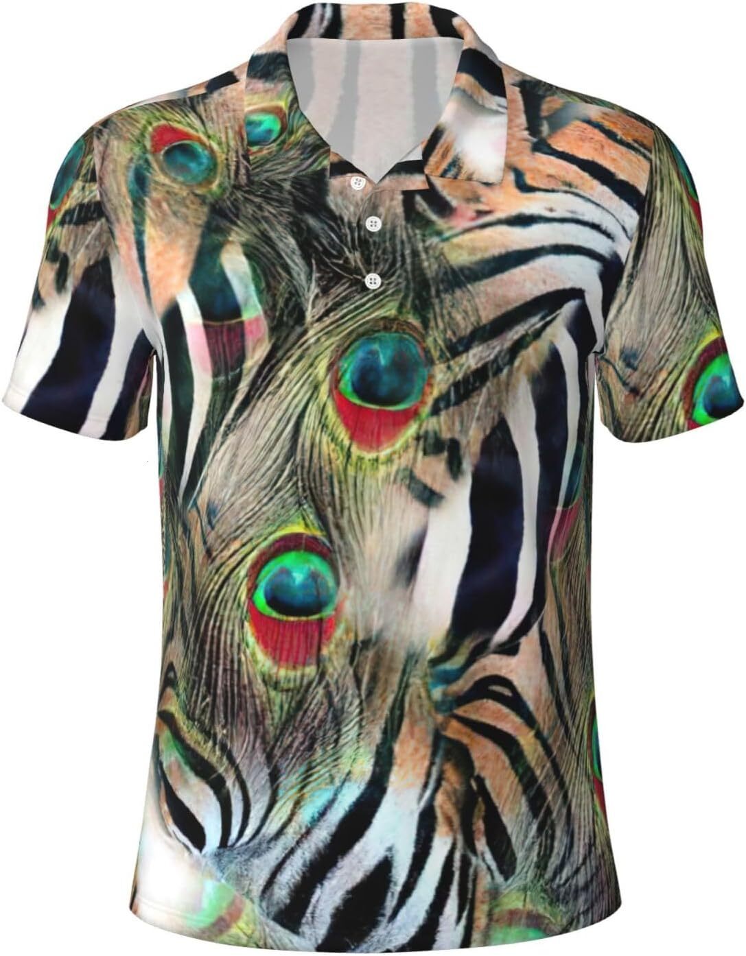 Mens Polo shirt Animal Feather Mens Short Sleeve Polo Shirt, Performance Quick Dry Collared Shirt for Golf and Casual Polos shirts tshirt Casual tops 