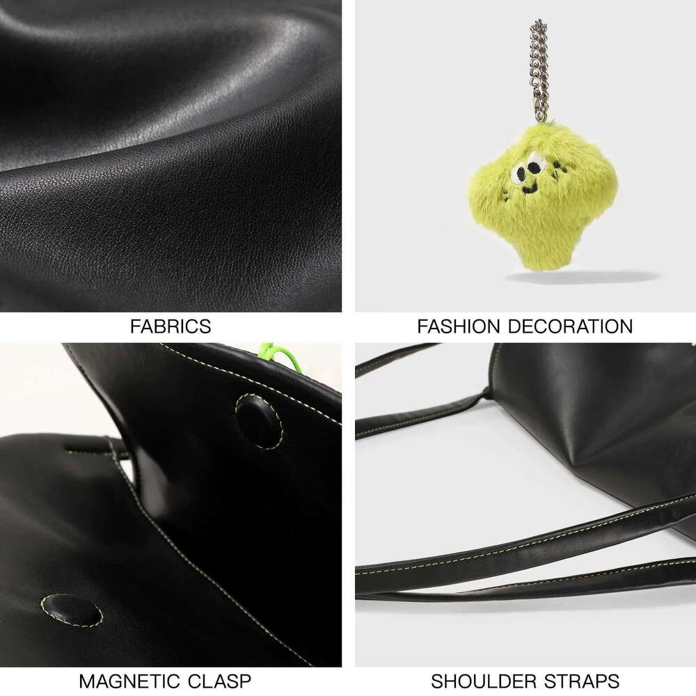 TOUTOU Tote Doll Pendent Large Capacity PU Leather Handbag Shoulder Women Bag Back To School Valentine's Day Gift