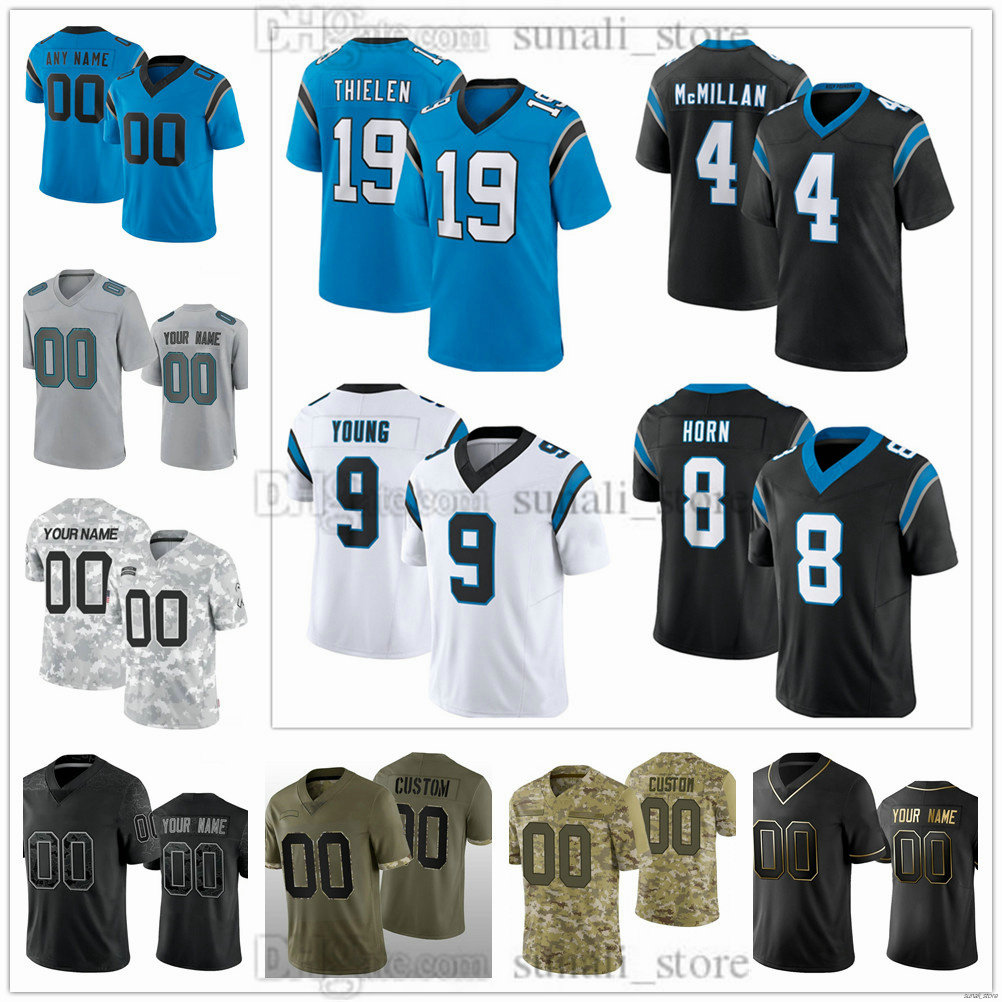 Men's 2025 Draft Pick No.8 Football 4 Tetairoa McMillan Jersey 33 Princely Umanmielen 23 Trevor Etienne 22 Lathan Ransom 76 Cam Jackson 29 Akayleb Evans 15 Jimmy Horn Jr.