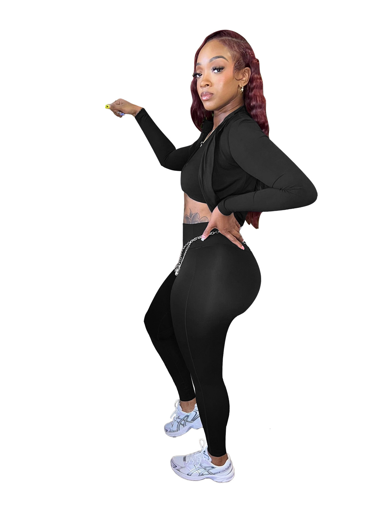 HR24042 Womens Autumn/Winter New Tight Sports and Leisure Three Piece Set