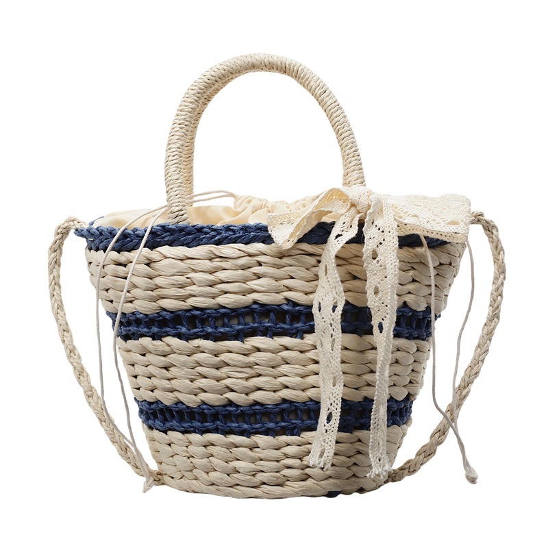 2025 New Seaside Vacation Style Handheld Vegetable Basket for Women with Hollow out Splicing and Weaving Large Capacity Single Shoulder Crossbody Bag