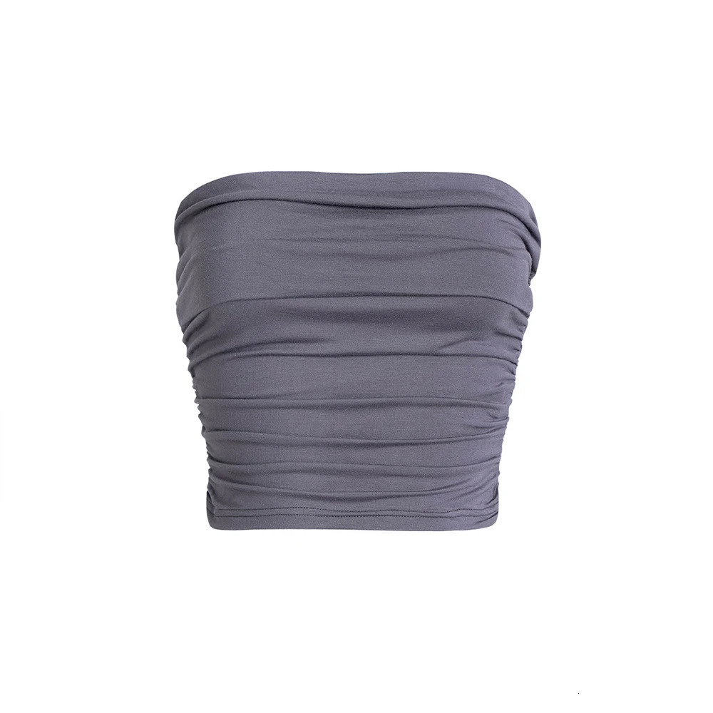 Stylish Pleated Slim Tube Top Soft Breathable Comfortable Clothes For Women Daily Wear Sexy Sleeveless Vest Summer Streetwear 250515