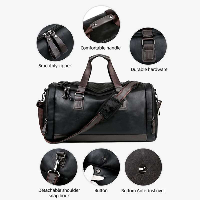 PU Leather Travel Duffel Bag Lage Weekender Overnight Tote For Men Women Gym Sports Crossbody Carry On Waterproof Handbags