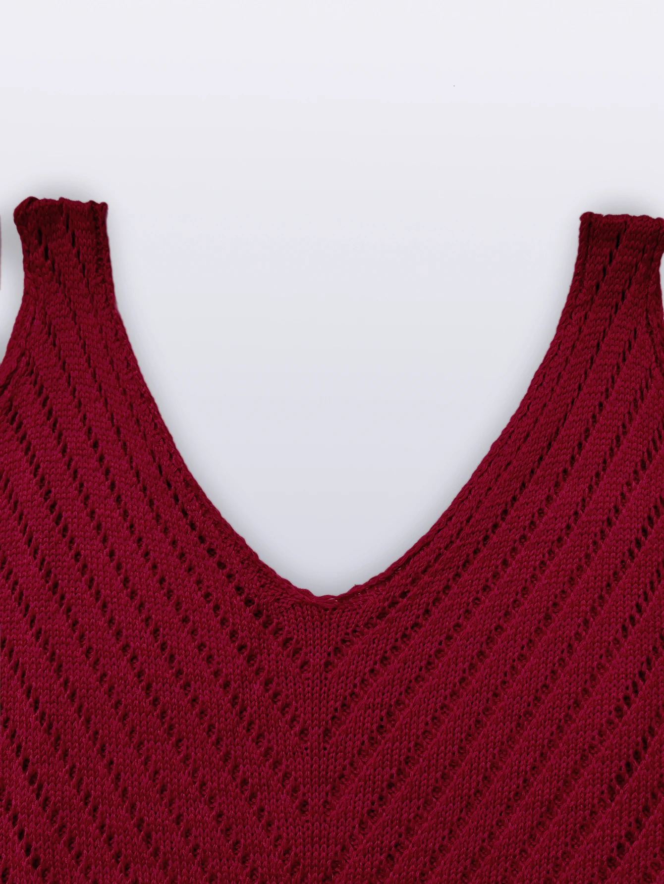 Spring Summer Casual Vest Vneck Hollow Out Sleeveless Knitted Tops for Women 250506