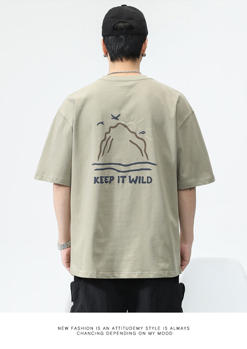 2025 New Men's Summer New Street Fashion BF Style Designer Creative Printed Round Neck T-shirt Men's Clothing