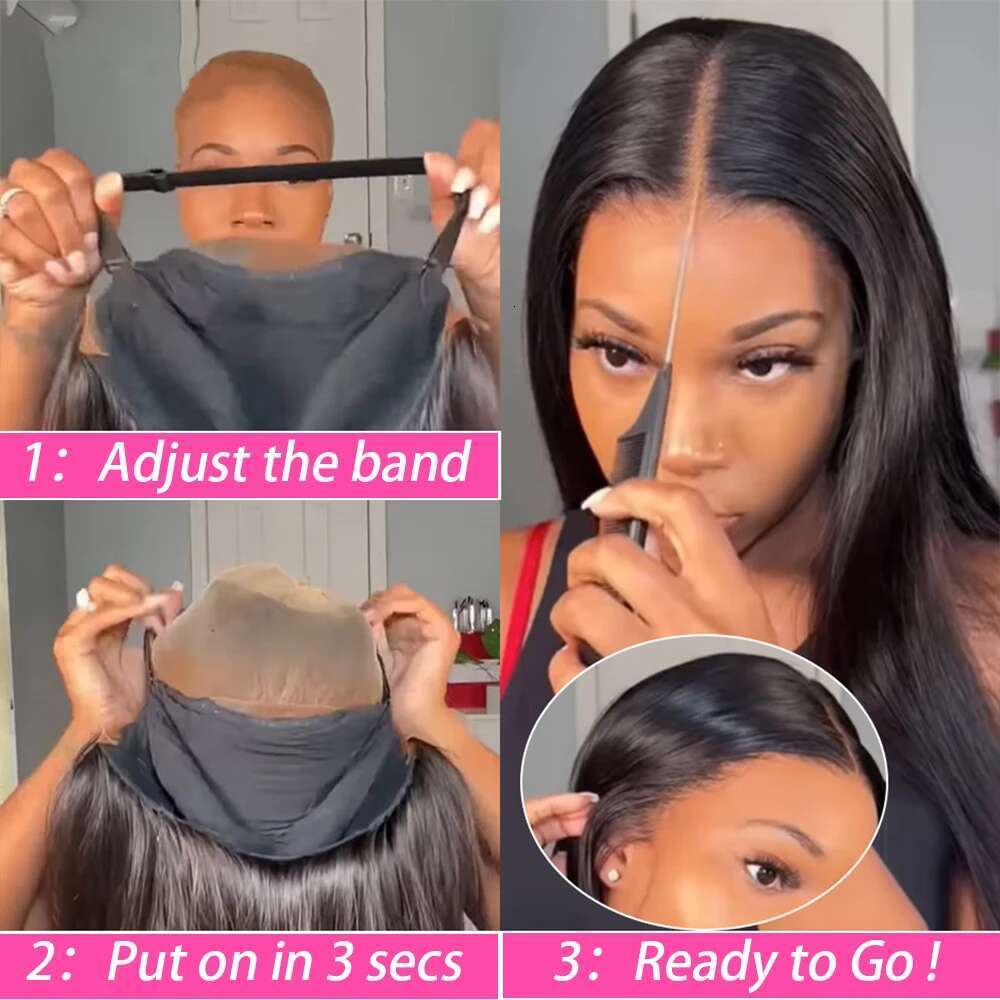 Smooth Ready To Wear Preplucked Straight Human Hair 5x5 Closure Pre Cut 13x4 Lace Front Wigs Bling
