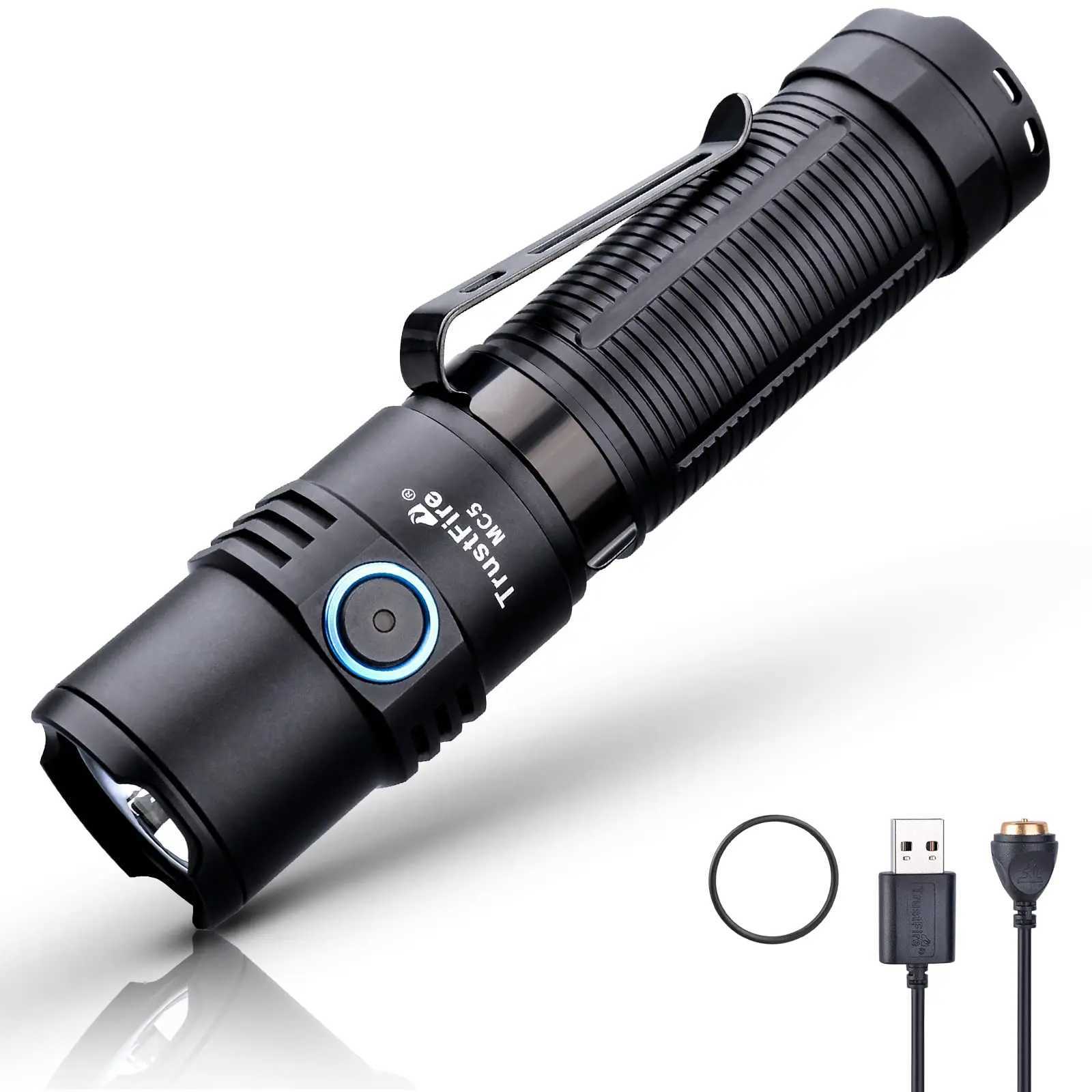 Trustfire MC5 LED EDC Flashlight 3300Lumen Rechargeable Lamp 21700 Battery Torchs with Magnetic USB Charging and Power Indicator Z250514