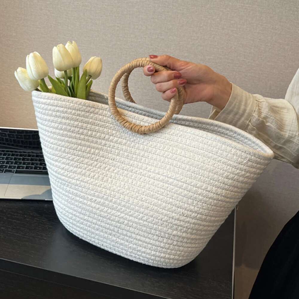 Straw Women Hand-Woven Handbags Moon Shape Rattan Tote Big Capacity Top-Handle Casual Beach Shoulder Bag