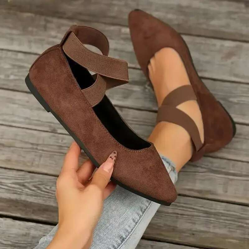 Womens Ballet Sandals Strap Non Slip Ankle Elastic Belt Cute Ballerina Ladies Elegent Flats Heel Shoes