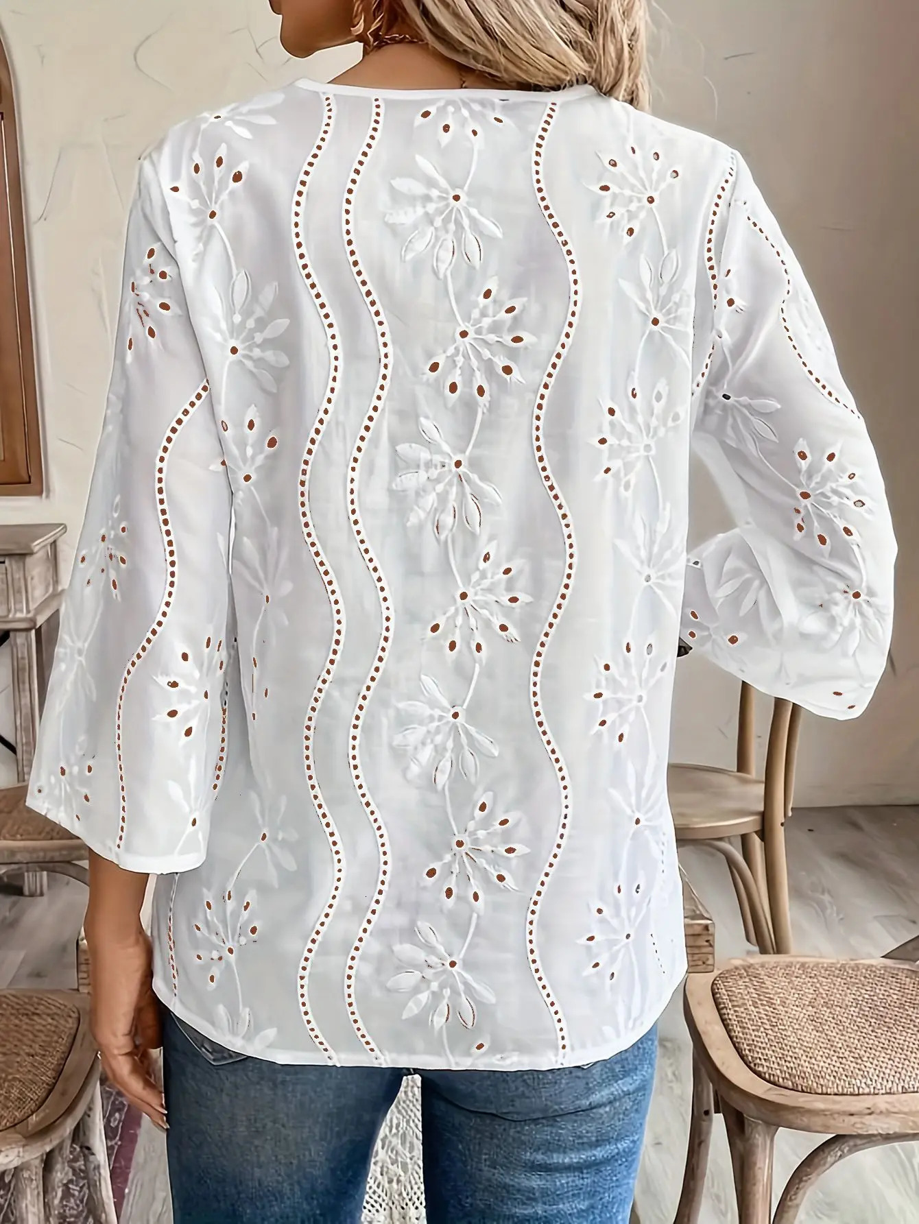 Fashion Vneck Long Sleeve White Lace Tops And Blouses Women Spring Casual Office Top Femme y Shirt For Womens 250515