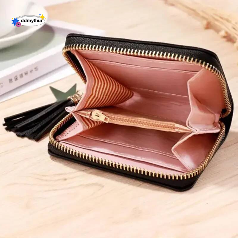 1PC Women Small Ladies Mini Tassel Cute Girl Short Zipper Lovely Pu Leather Coin Female Hand Wallet Purse ddmythur