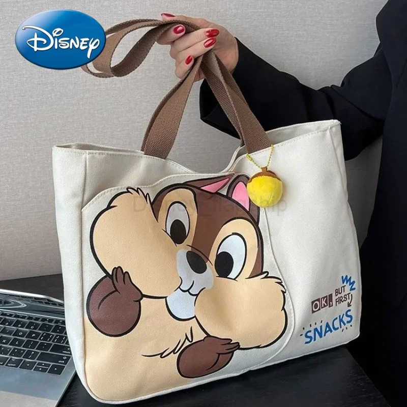 Disney New Womens Canvas Bag Large Capacity New Cartoon Chichititi Handbag Mummy Bag Fashion Shoulder Bag Casual BackpackXJ250515