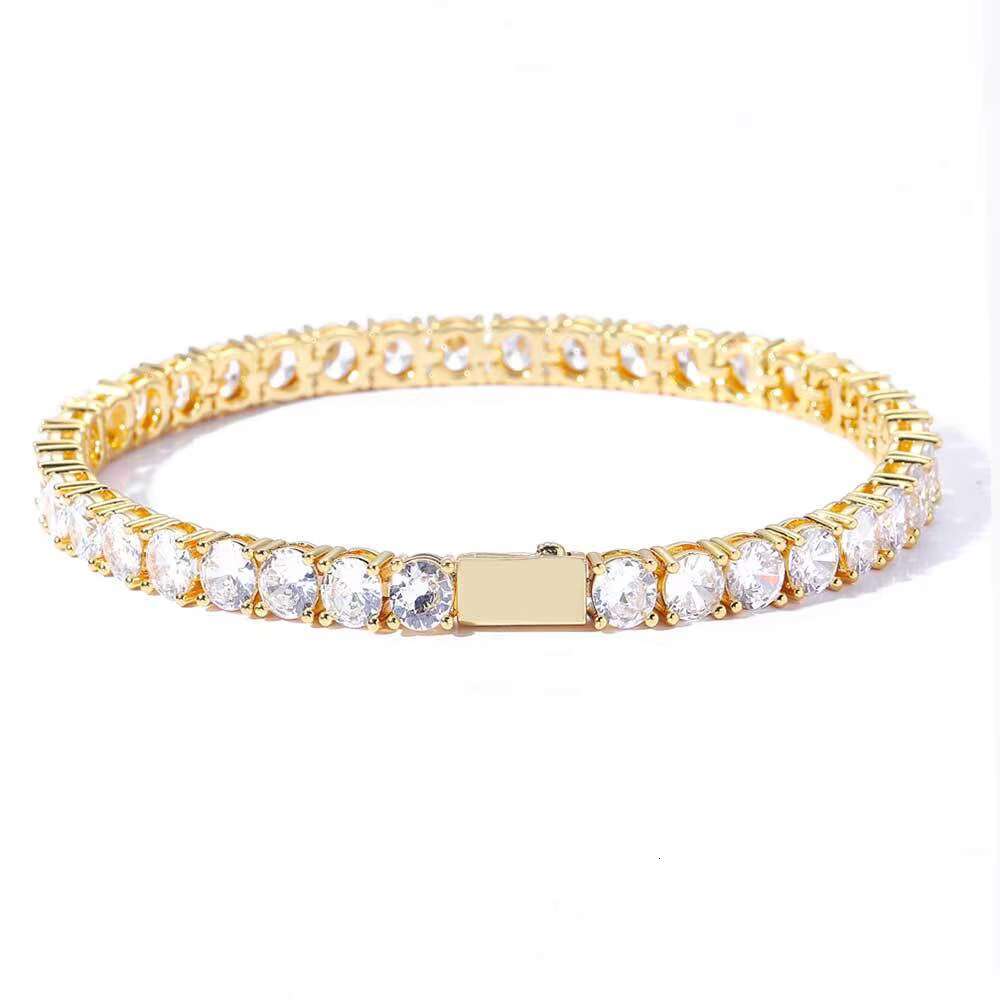 Men Tennis Bracelet Trendy Hip Hop S925 Silver Moissanite Single Row Diamond Spring Clasp Bracelet