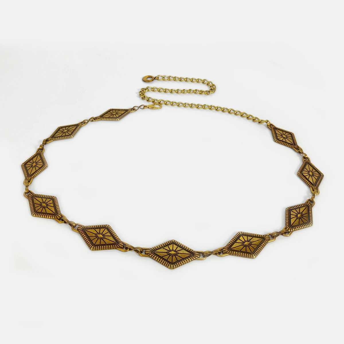 Vintage Gold Chain Belt Female rhombus Metal Lady Waist Punk Goth Belts For Women Silver Thin Waistband Pant Harajuku Accessory Y250515