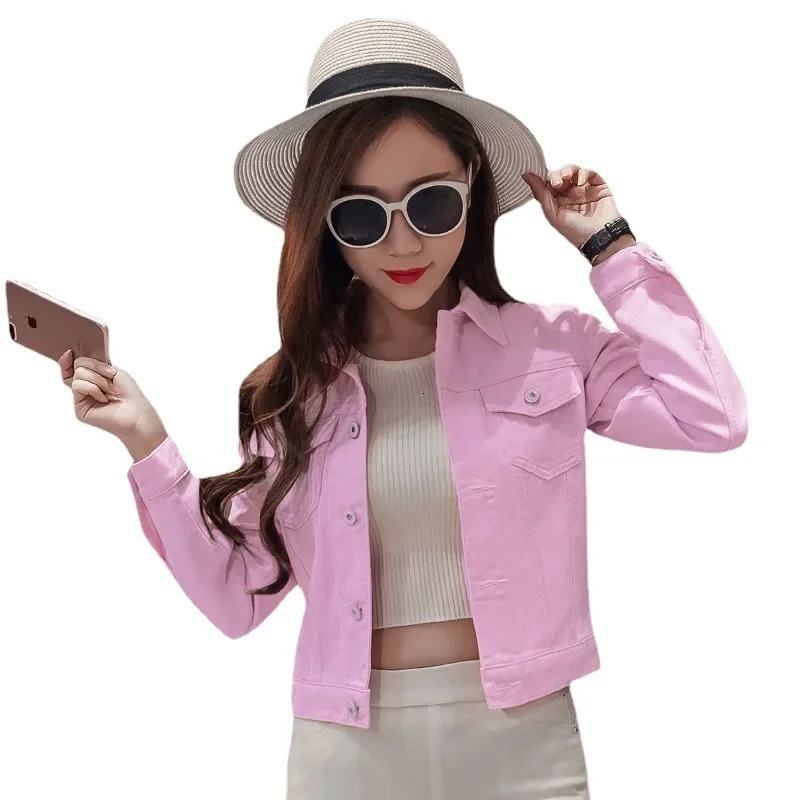 Denim Jacket Womens Spring Autumn Long Sleeve Cropped Style Student European American Korean Version Loose Fit Pattern 250513