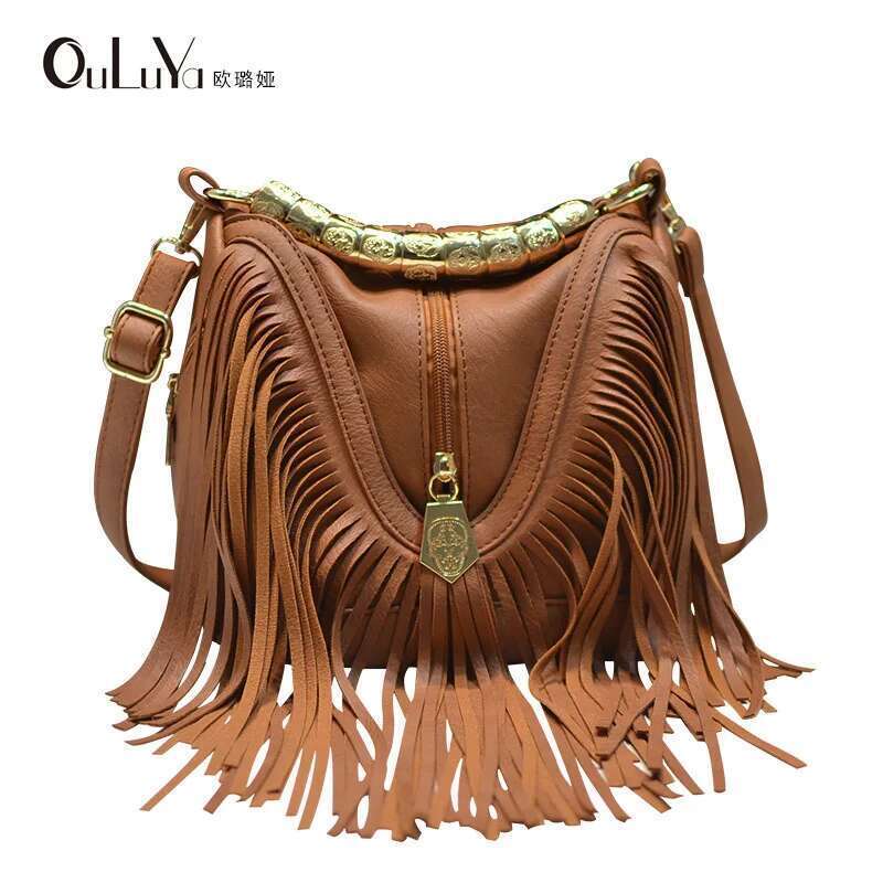 New Fashion Europe And The United States Music Festival Bucket Large Tassel Handbag Shoulder Crossbody Bag