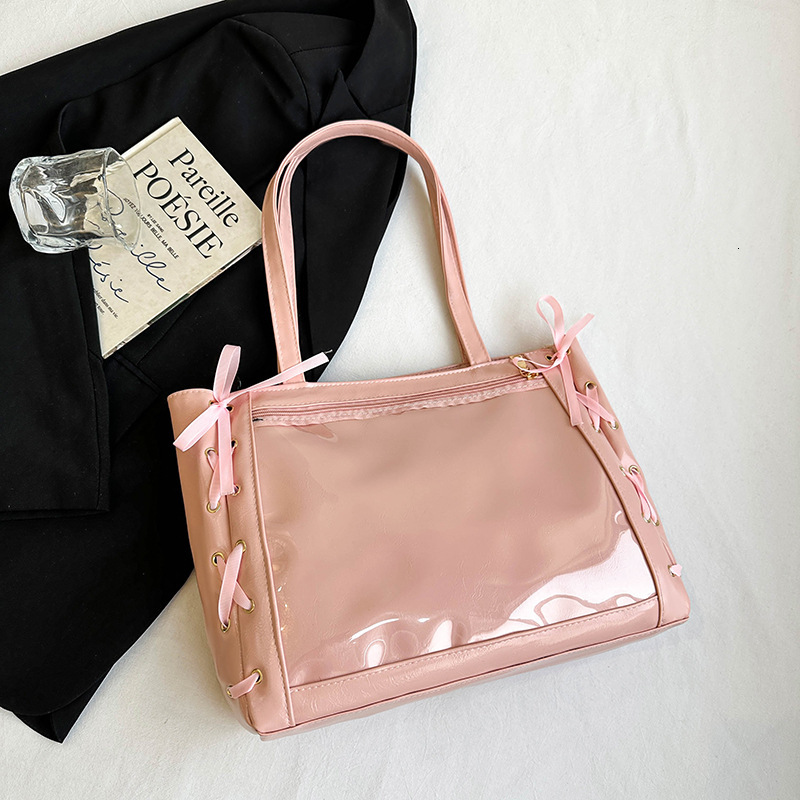Large Capacity 2025 New Luxury Bag Soft Girl Ribbon Bow New Free Delivery Designer Bag Western Style Handheld Pain Transparent Shoulder Bag Trendy