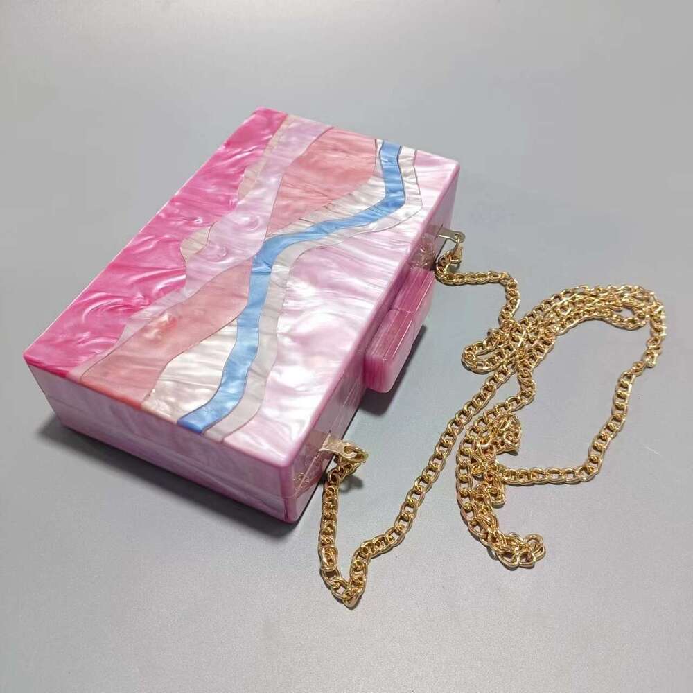 Ladies' New Color Blocking Splicing Acrylic Dinner Bag Single Shoulder Diagonal Cross Wedding Banquet Handbag