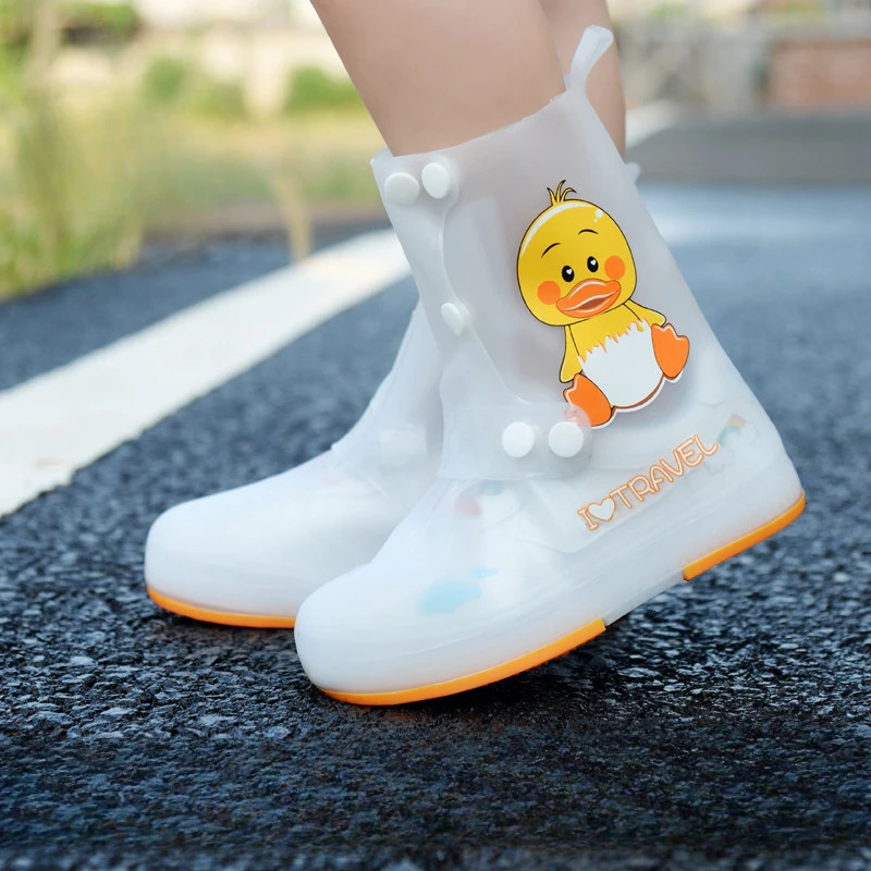 Rain Boots Waterproof Kid Cartoon Cute Pattern Flat Bottom Wear Buckle Rainproof Rubber Shoes Children Students Waterproof Shoes 250515