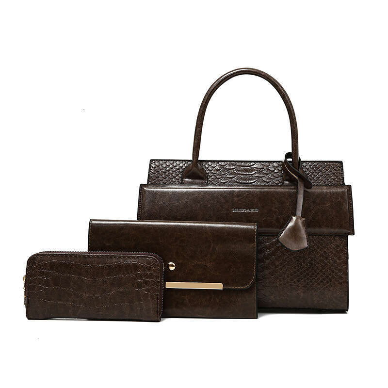 Urban Women's New Simple Crocodile Pattern Single Shoulder Handbag Emed Handheld Crossbody Bag