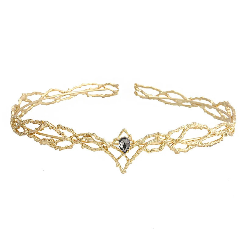 Movie King Round Elves Crown Adjustable Tiara Women Waterdrop Zircon Headband Bridal Crown Wedding Headwear Gifts Hair Accesso 250509