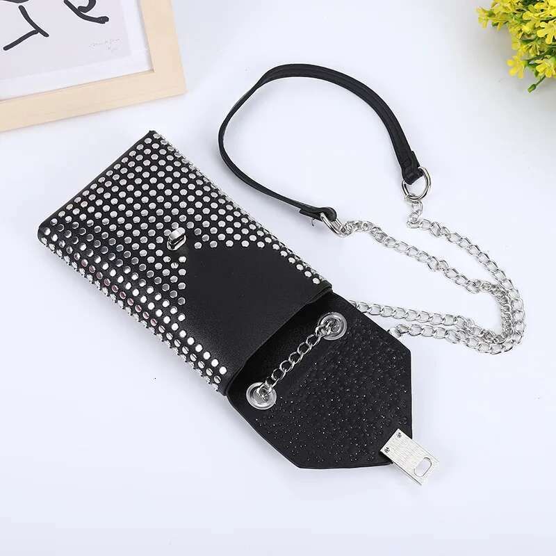 PU Leather Mini Women's Shopper Shoulder Rivet Flap Chain Crossbody Bags Designer Purses And Handbags Female Retro Phone Bag