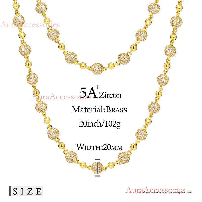 New Design Chaine Au Cou 10mm Iced Out Bead Chain Necklace Gold Plated Brass AAAAA CZ Dia Wholesale Fashion Jewelry