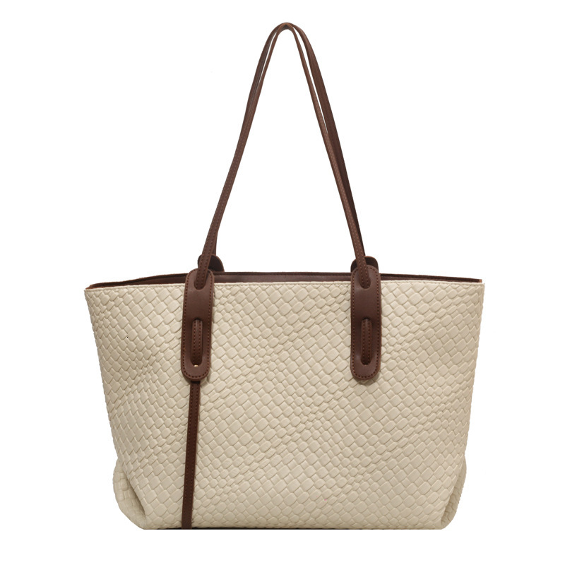 New women's commuting high-end large capacity woven armpit handbag designer new handheld shoulder bag diamond grid woven tote bag versatile shoul