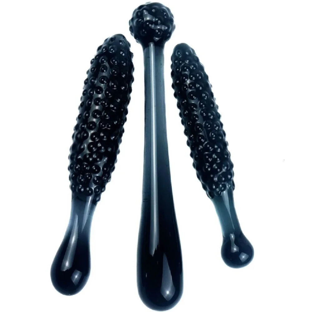 Black Crystal Glass Dildos Masturbator Realistic Dildo Penis Large G-spot Anal Butt Plug Adult Sex Toys for Woman Female 250515